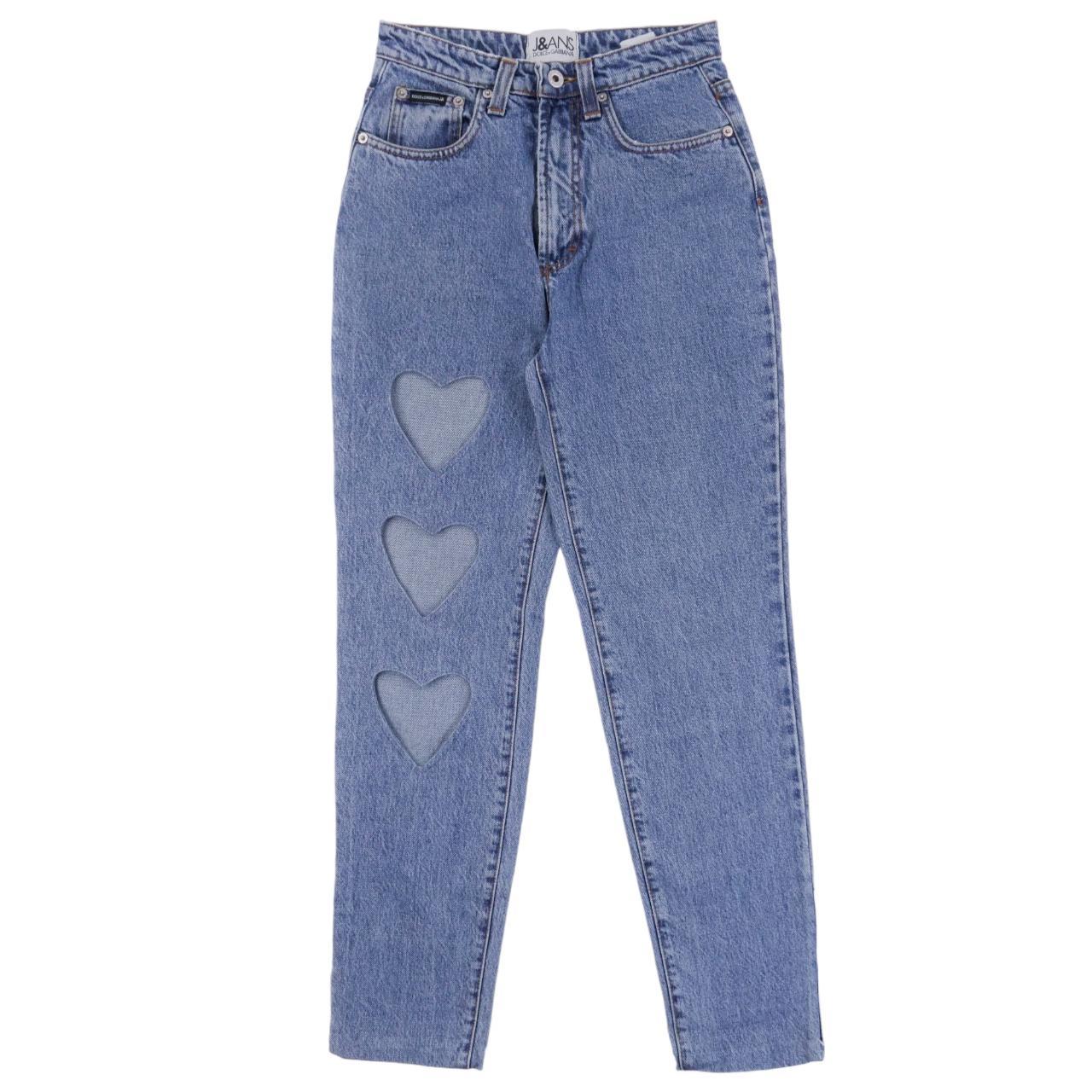 image of Vintage D&G Dolce & Gabbana Love Heart Cut Out Jeans Women's Size W25
