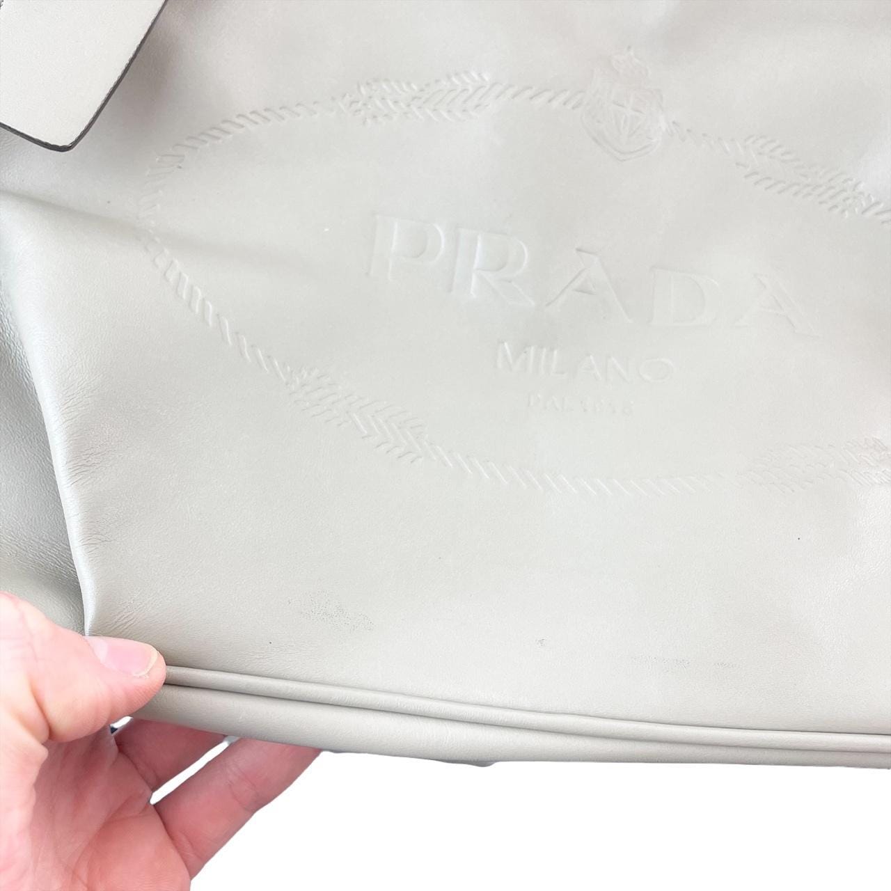 Vintage Prada crest logo leather shoulder bag - second wave vintage store