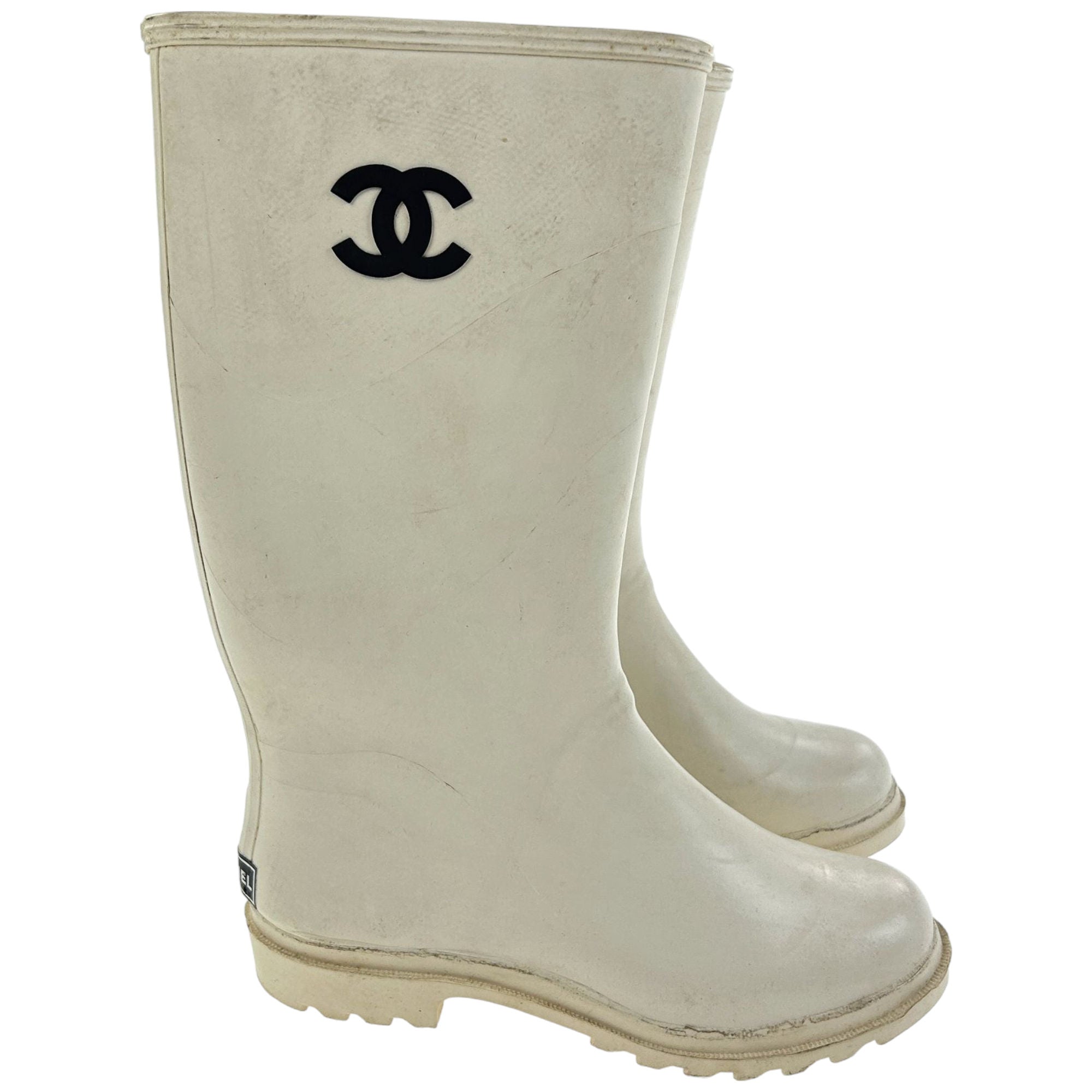 Vintage Chanel Wellington Boots Women's Size UK 6