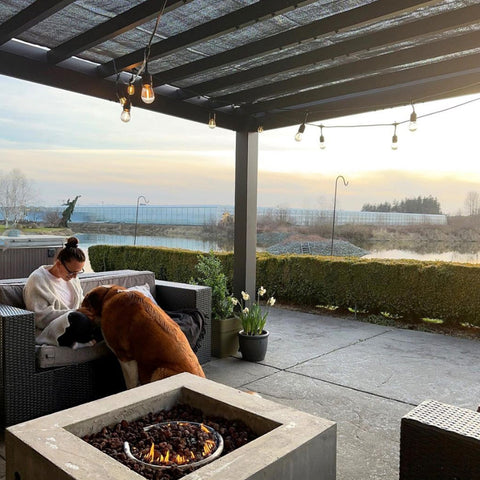 firepit under pergola