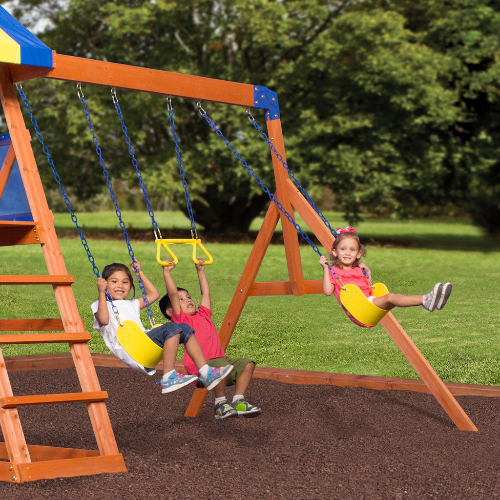 backyard discovery dayton all cedar wood playset swing set