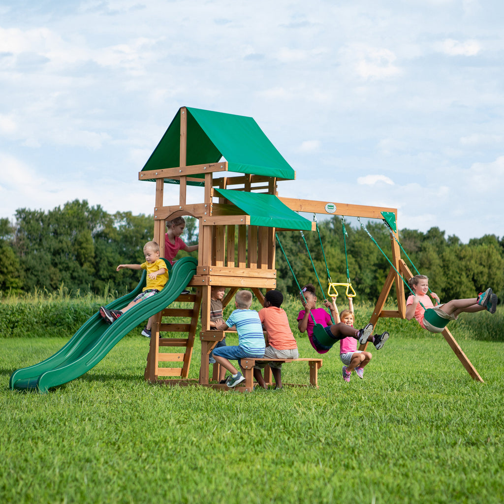 basic wooden swing set