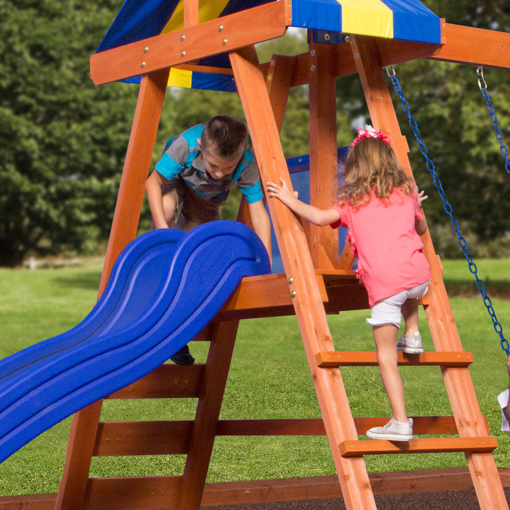 backyard discovery dayton all cedar wood playset swing set