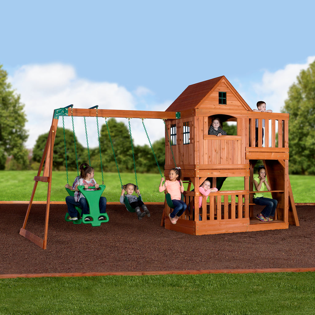 Pacific View Wooden Swing Set Playsets Backyard Discovery