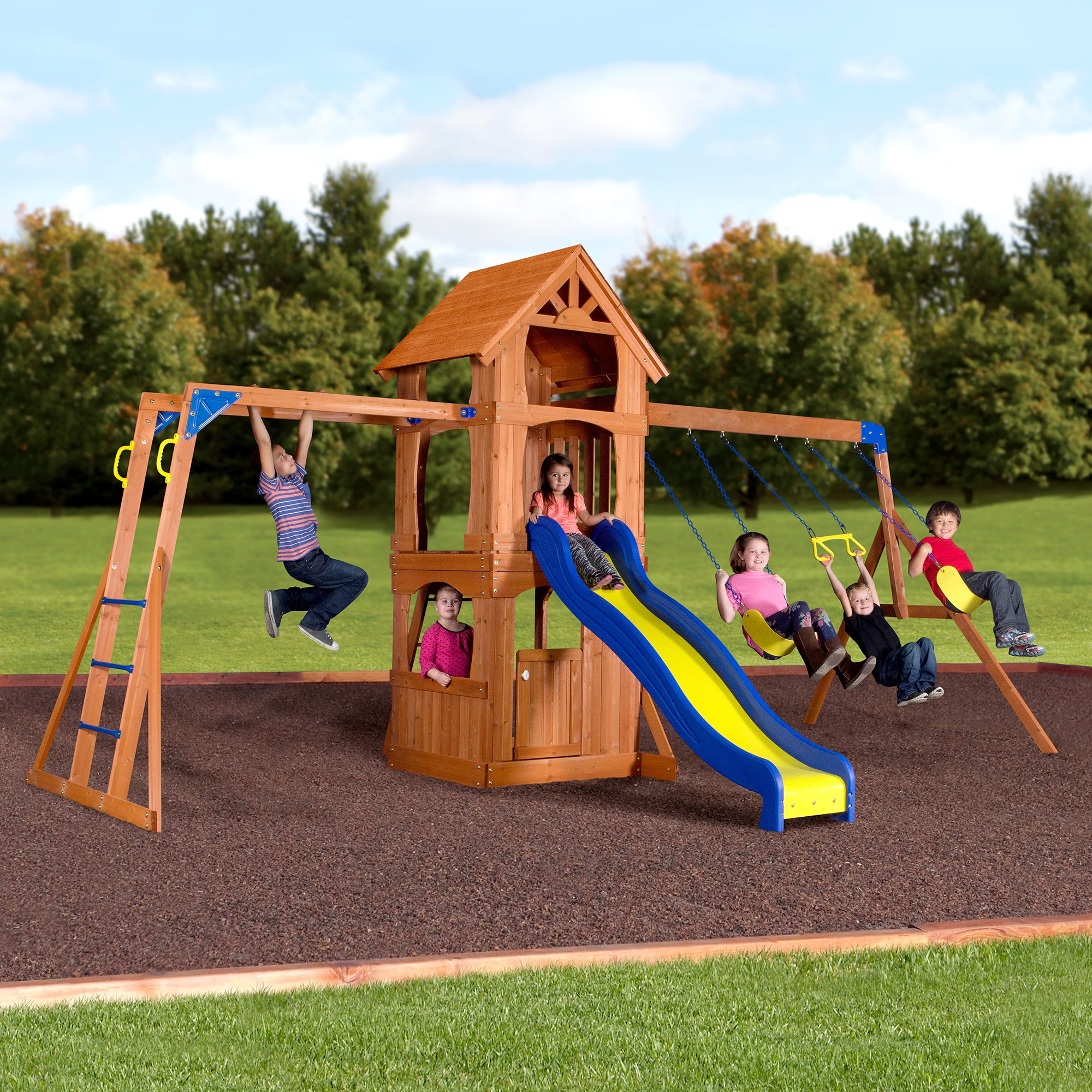 backyard discovery parkway wooden swing set