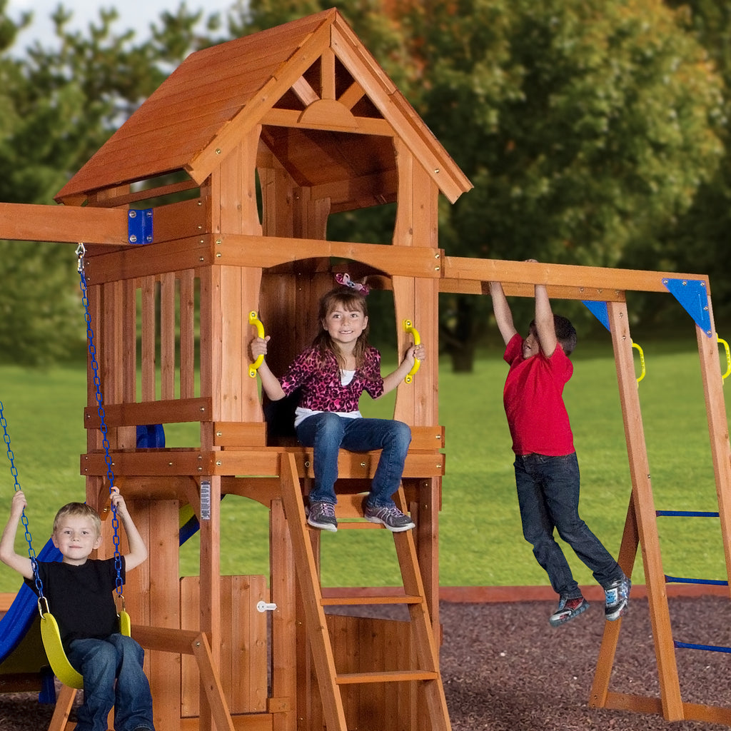 backyard discovery parkway all cedar wood playset swing set