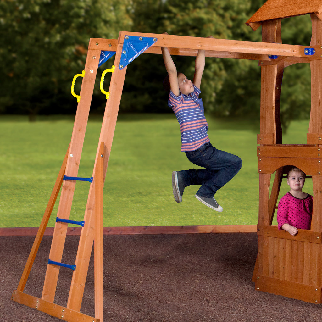 backyard playset with monkey bars