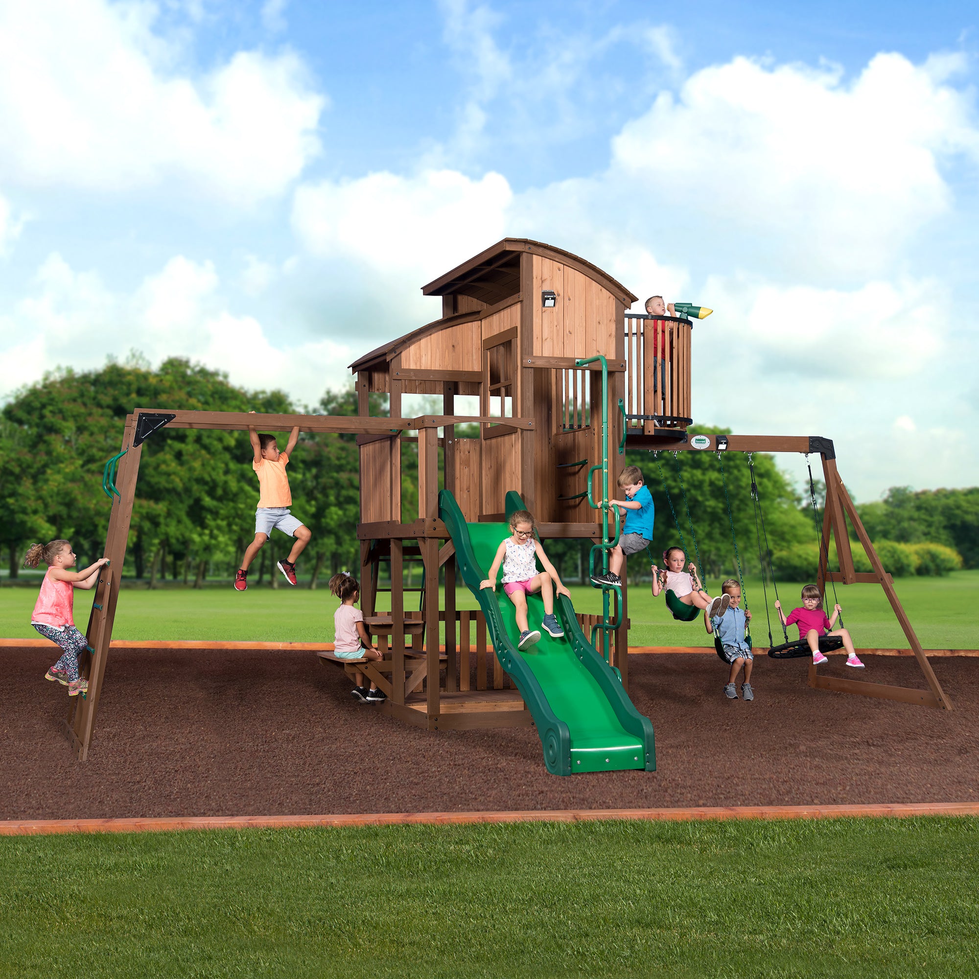 skyfort ii wooden swing set