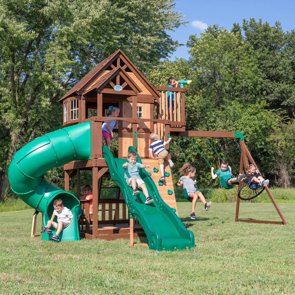 swing set with tube slide