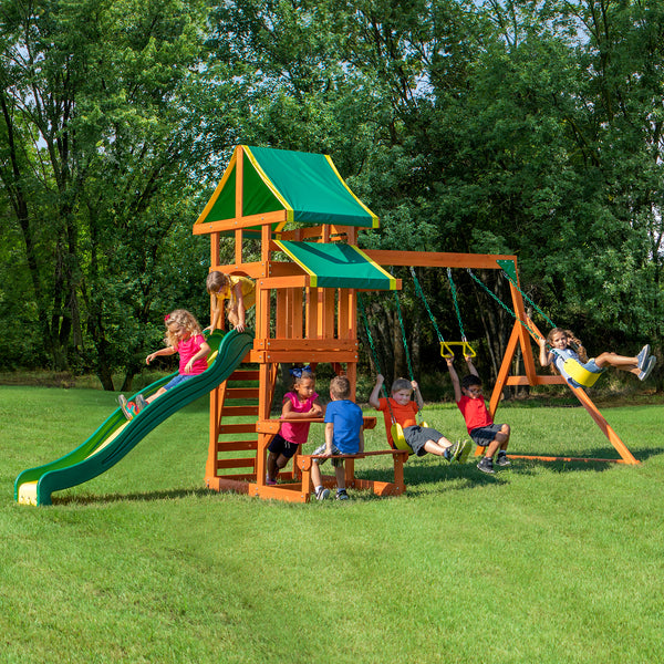 backyard discovery tanglewood all cedar wood playset swing set