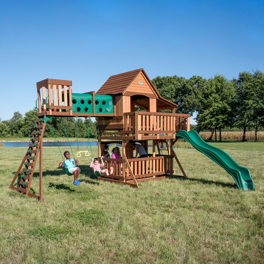 backyard discovery woodridge elite cedar swing set