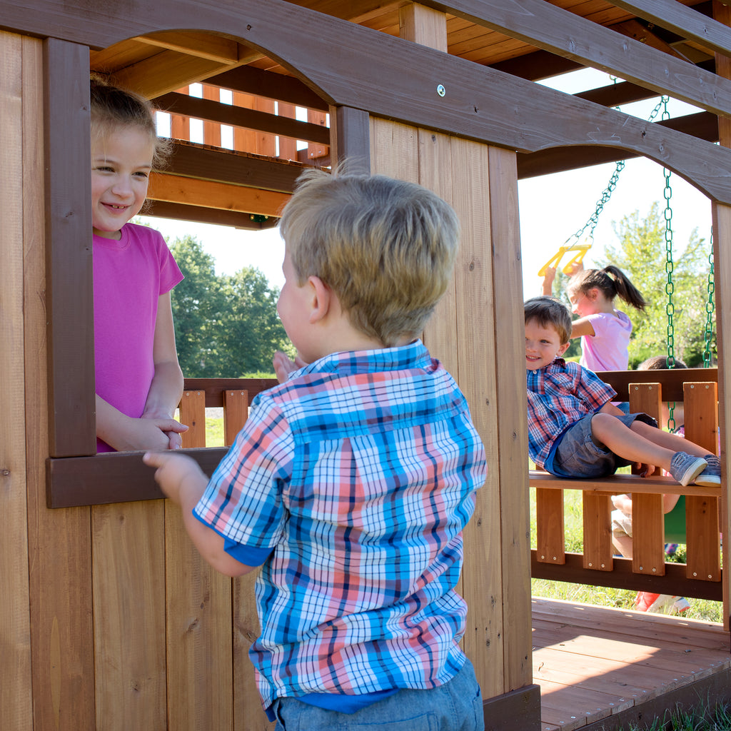 backyard discovery woodridge elite cedar swing set