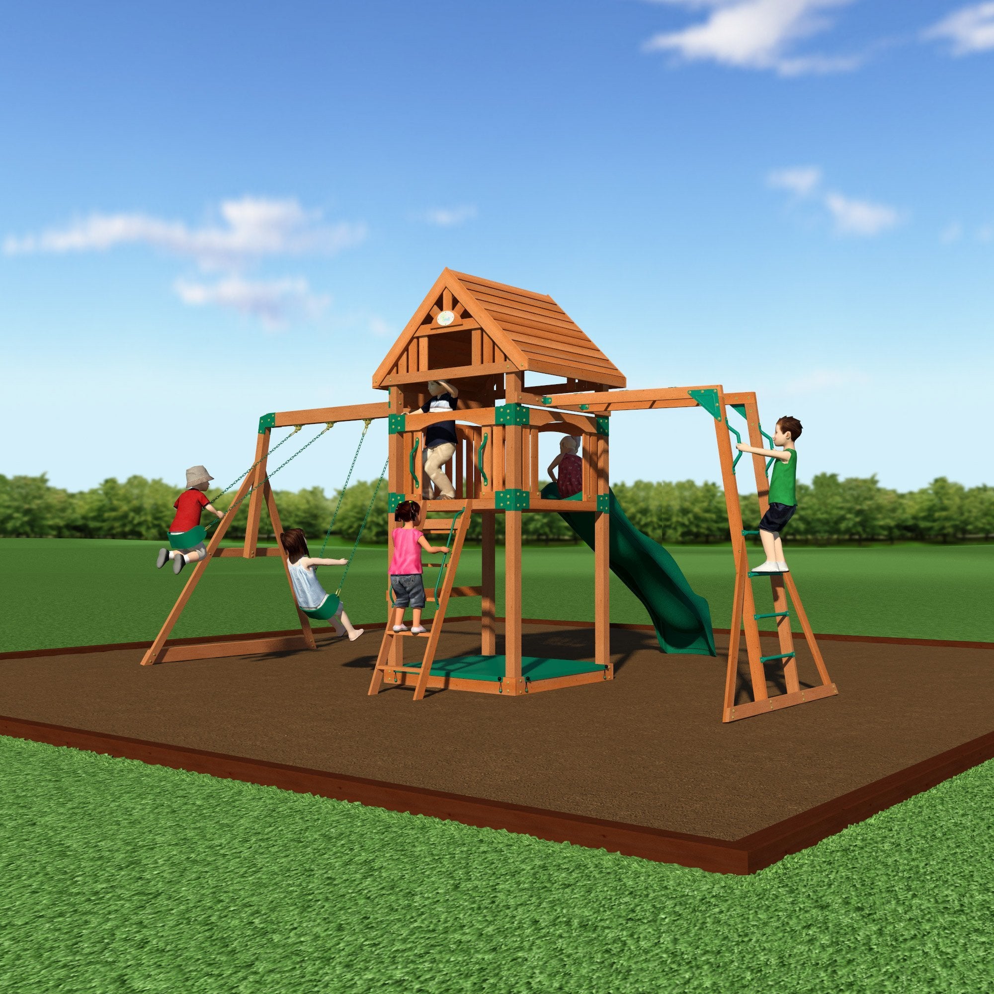 Capitol Peak Wooden Swing Set  Backyard Discovery