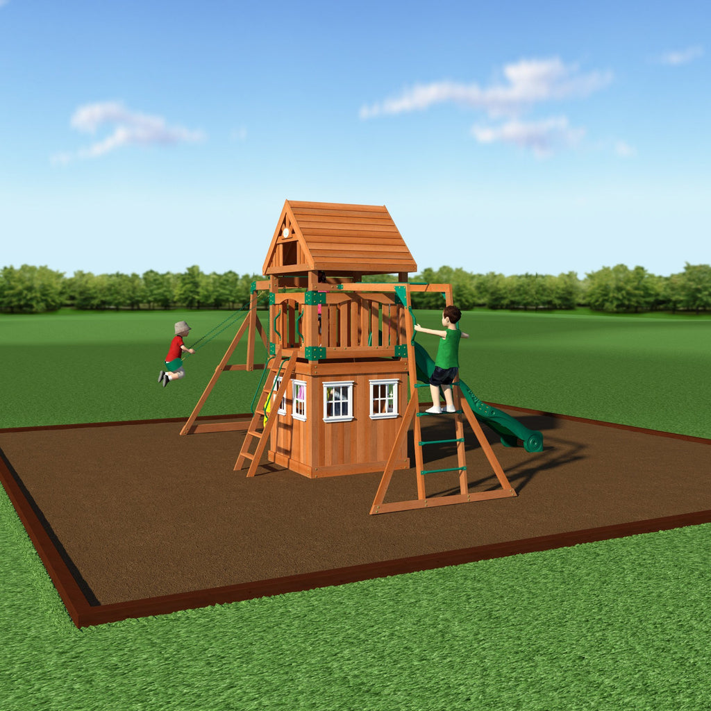 Castle Peak Wooden Swing Set Playsets Backyard Discovery