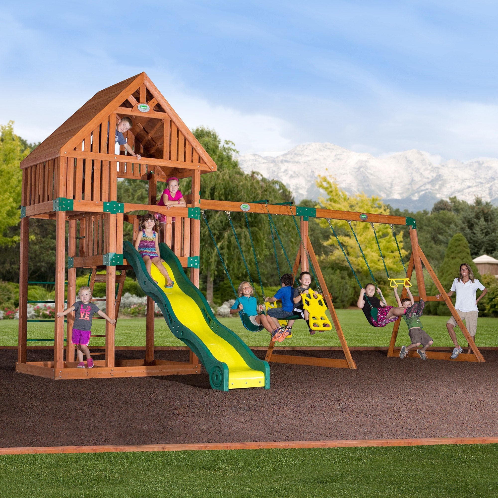Quest Wooden Swing Set Playsets  Backyard Discovery