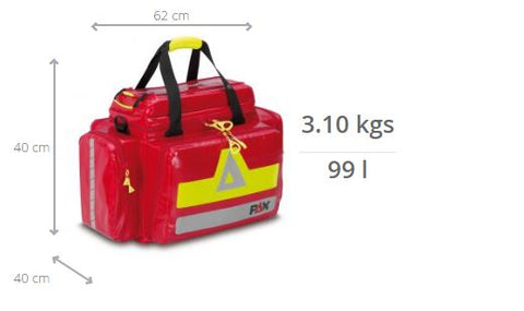 Imagem das medidas da bolsa de emergência PAX Dresden