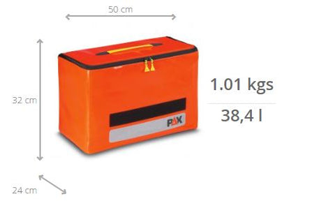 Imagen de las medidas de la bolsa EPI contra infecciones de PAX