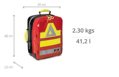 Imagem das medidas da mochila de emergência PAX Feldberg SAN