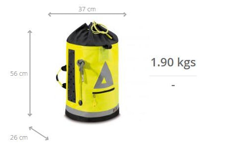 Imagen de las medidas de la mochila portacuerdas de rescate en altura de PAX