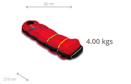 Imagen de las medidas del sistema de rescate con manta aislante abotonada RTS de PAX