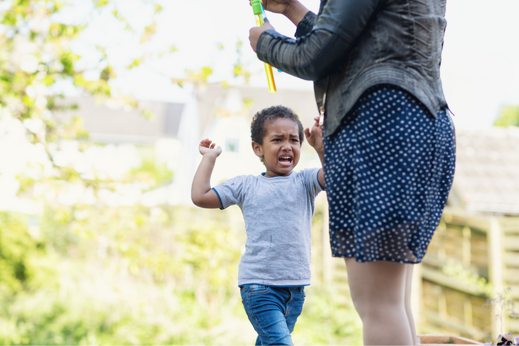 young child angry with mother