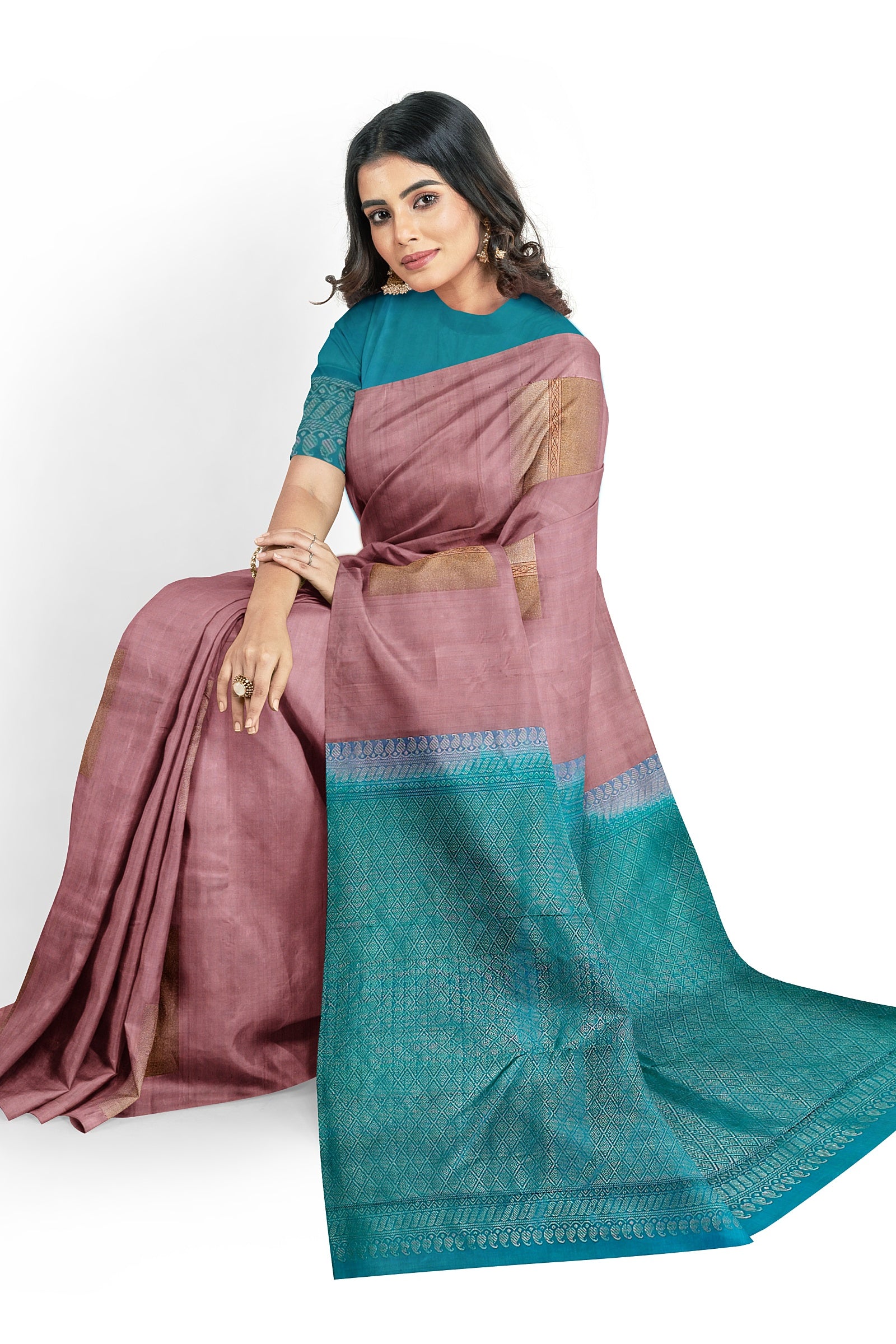 Pink Real Mirror Work Organza Saree With Matching Blouse