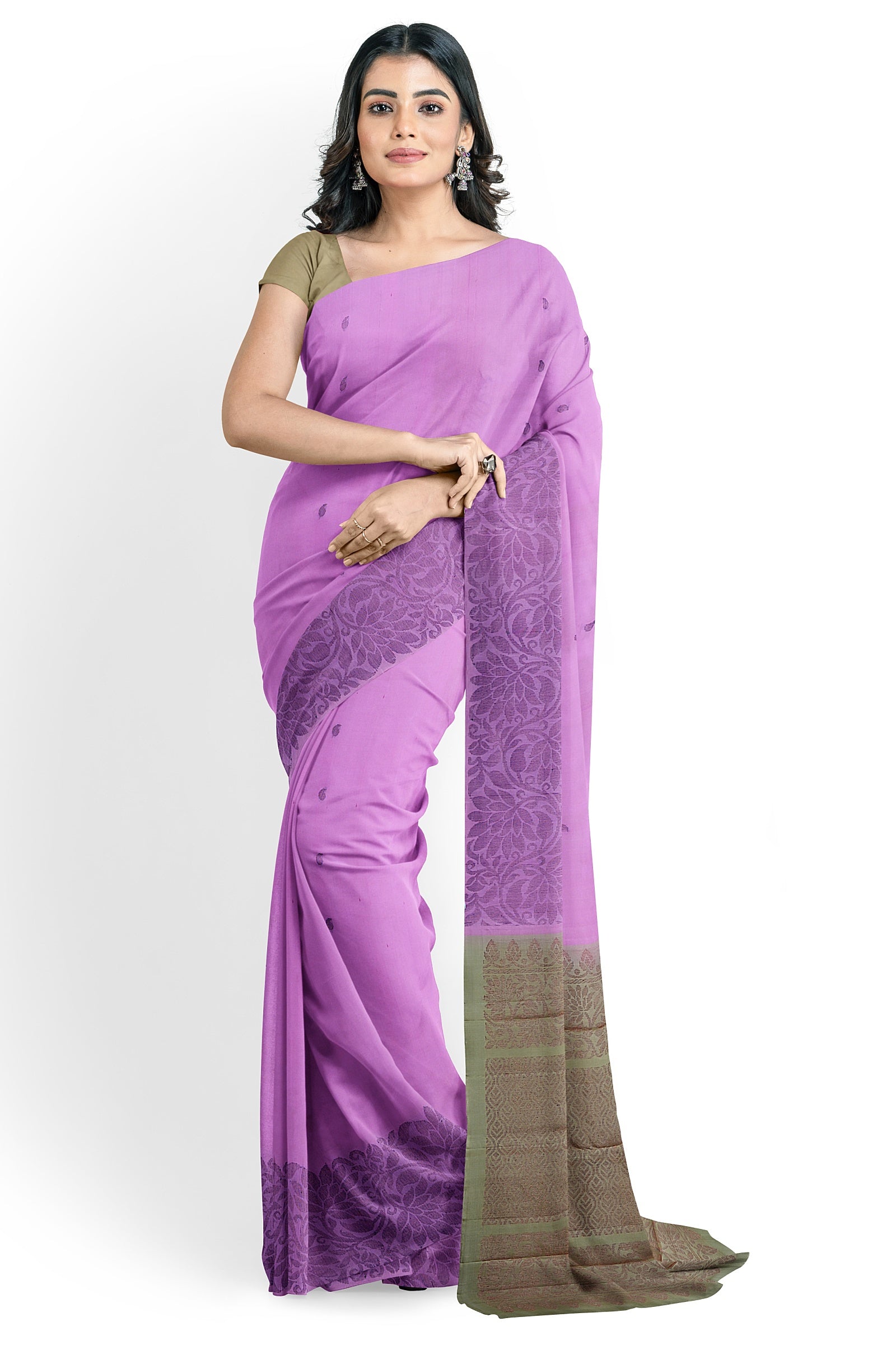 Buy Pastel Pink Zari woven Kanchipuram Silk Saree Online | Samyakk