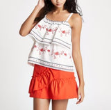 White tiered embroidered cami top
