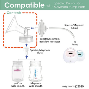 Maymom Wide-Mouth Milk Storage Collection Bottle with Dome Cap, Bottle Top,  SureSeal Disk; Compatiable with Spectra S1 S2 Bottles; Compatible with