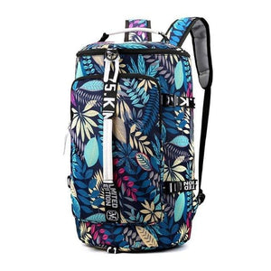 LUXUR Femmes Cordon Sac à Dos Imprimé Floral Sac de Yoga Anti-Vol  d'Infanterie Sac de Sport Sac à Main Imperméable Grande Capacité Dames Bleu  Vert 