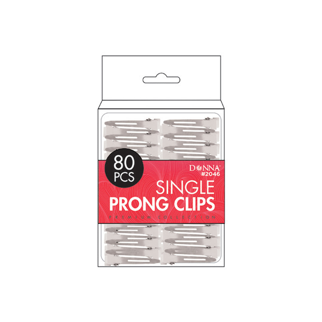 Donna Single Prong Clips 80pc 2046 Metal Silver