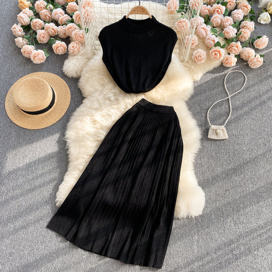  MIJUNMIO 2 Piece Skirt Outfit Sleevelss Tank Top Camisole High  Waist Pleated Skirt Suit L : Clothing, Shoes & Jewelry