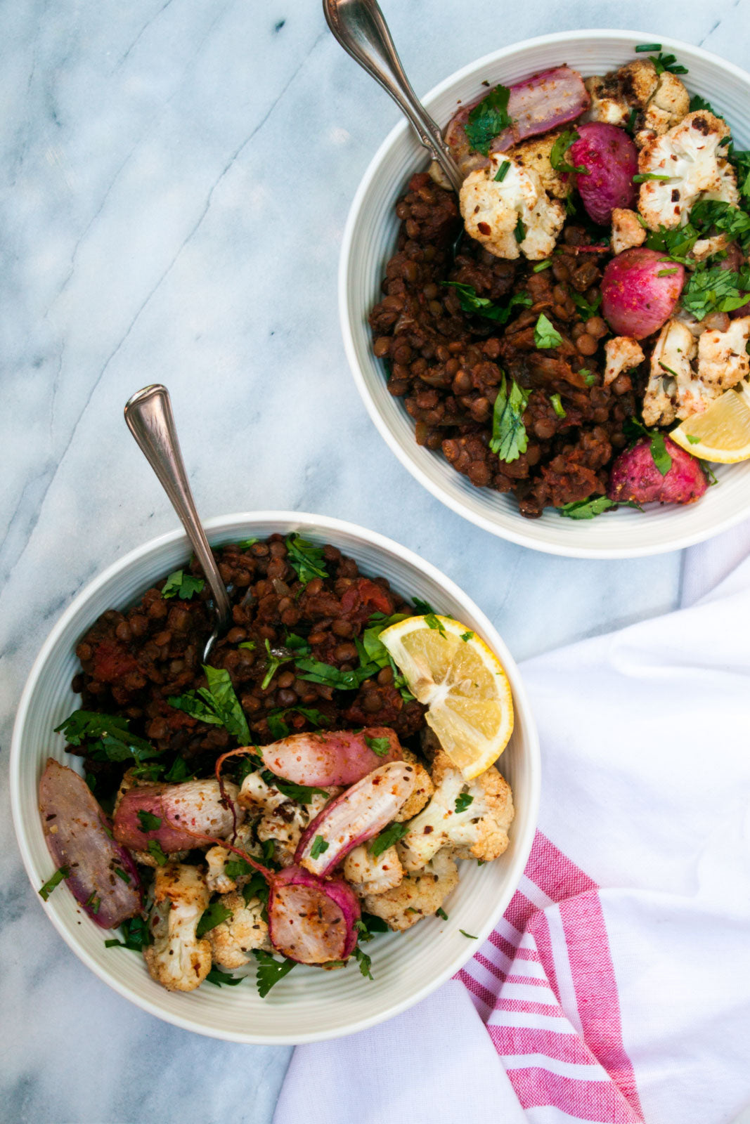 Richa's Masala Lentils w/ Roasted Cauliflower + Radishes