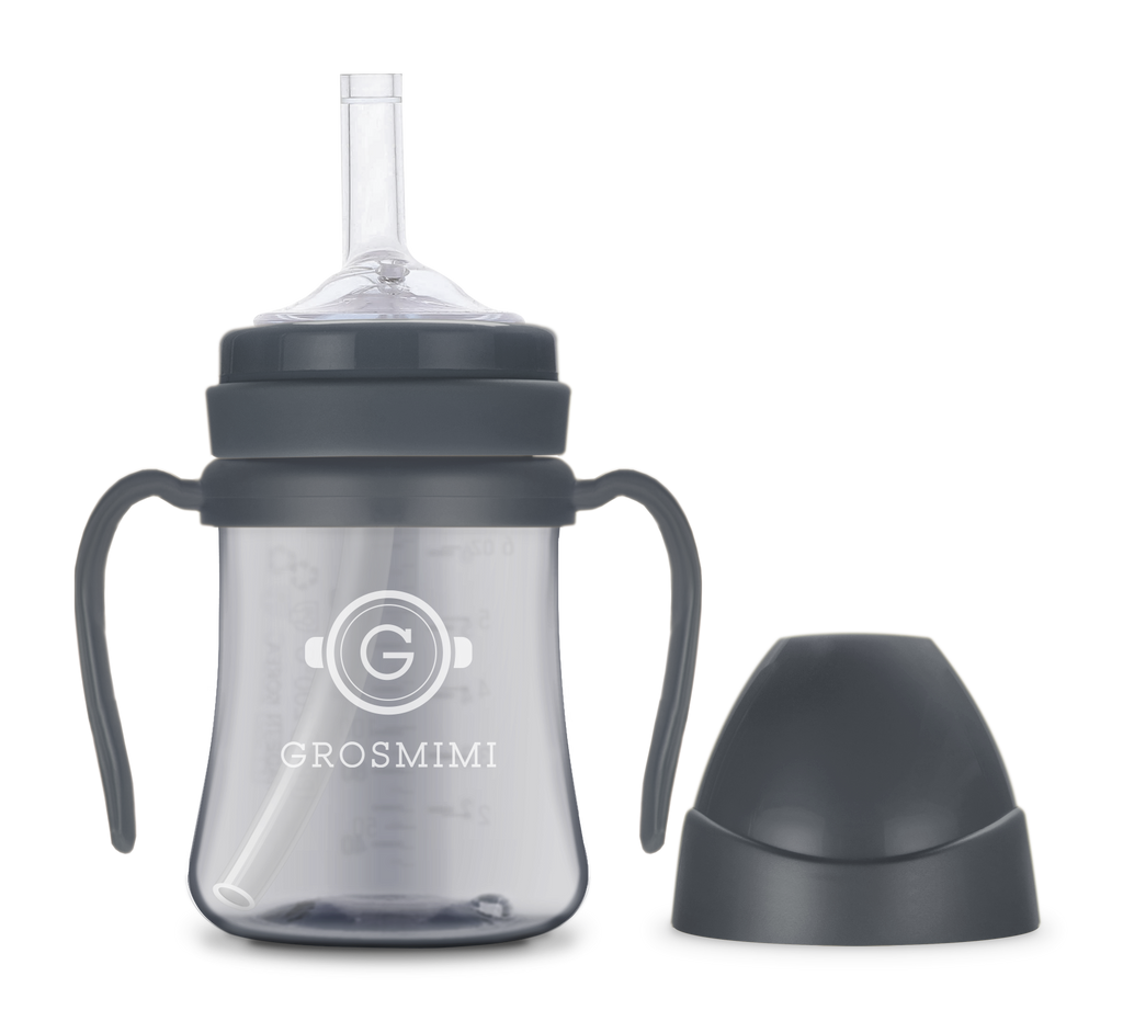 Grosmimi Vacuum Insulated Sippy Cup with Straw with Handle for