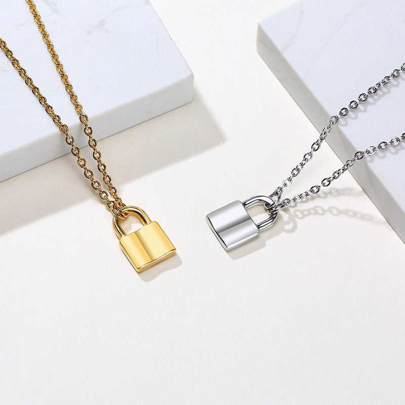Stainless steel lock pendant necklace