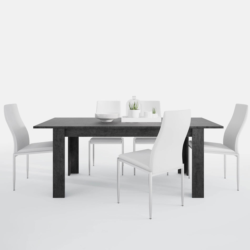 Picture 1 of the Zingaro Dining set package Dining table + 4 Milan High Back Chair White Slate Grey