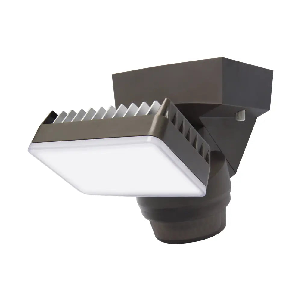 IQ America Motion Security Flood Light 1600 Lumen LED Outdoor Wall Eave or Soffit Universal Mt Shed Storage Attic Workshop Garage Light Bronze