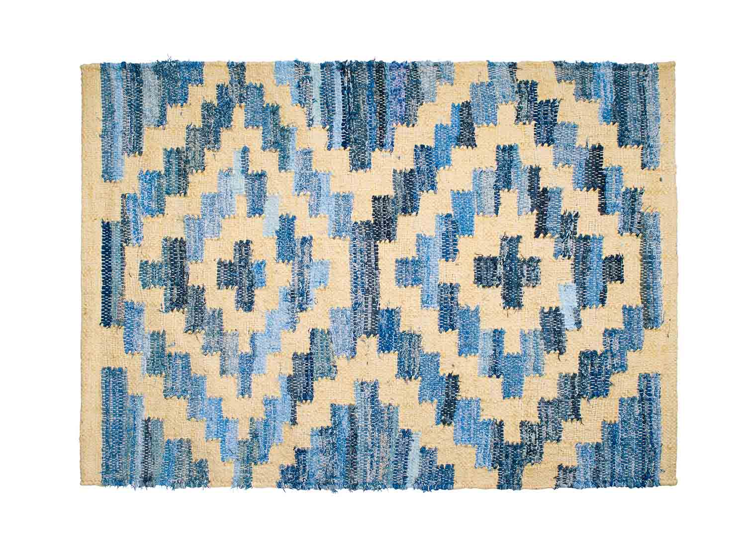 Ananya Door Mat Blonde Jute Coastal Style Handwoven Denim And