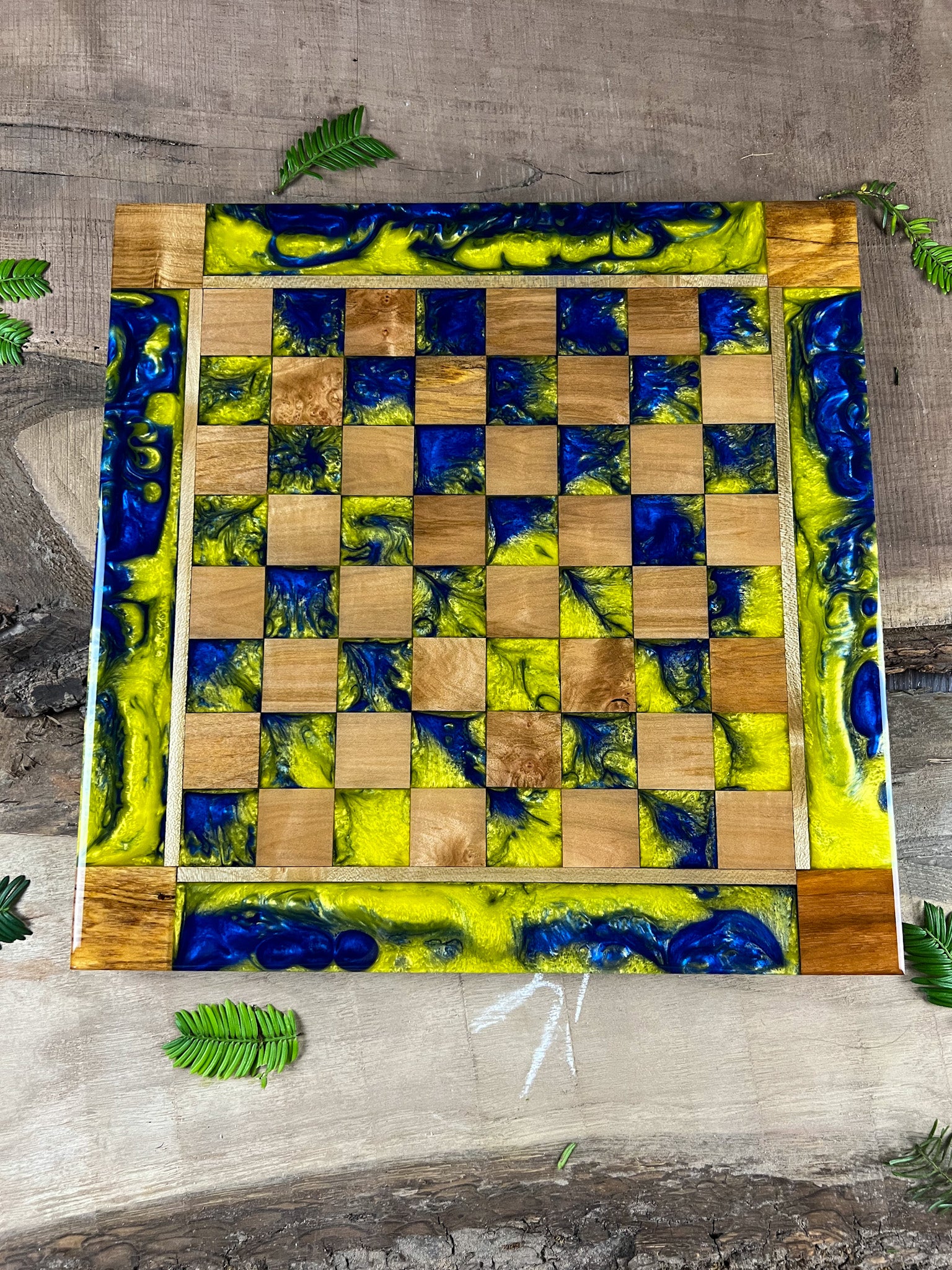 Ocean Cloud Maple Wood Chess Board (With Border)