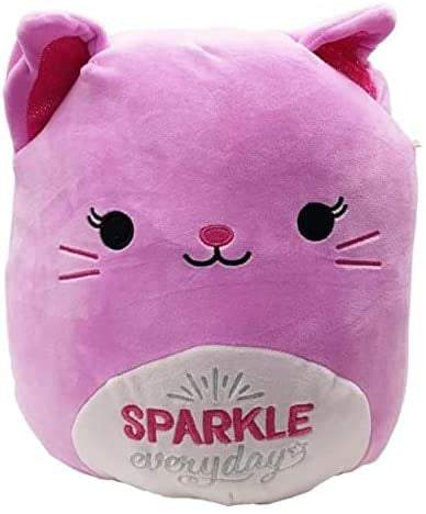 white and pink cat squishmallow