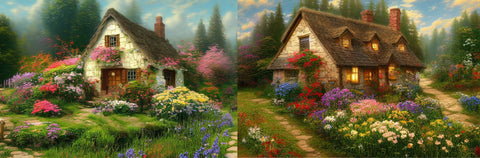 cottage paintings with flowers