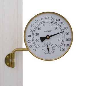 CONANT T1LFB Vermont Indoor/Outdoor Thermometer, Living Finish Brass