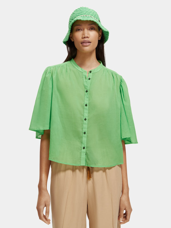 Ruched front flutter sleeve top – Scotch & Soda AU