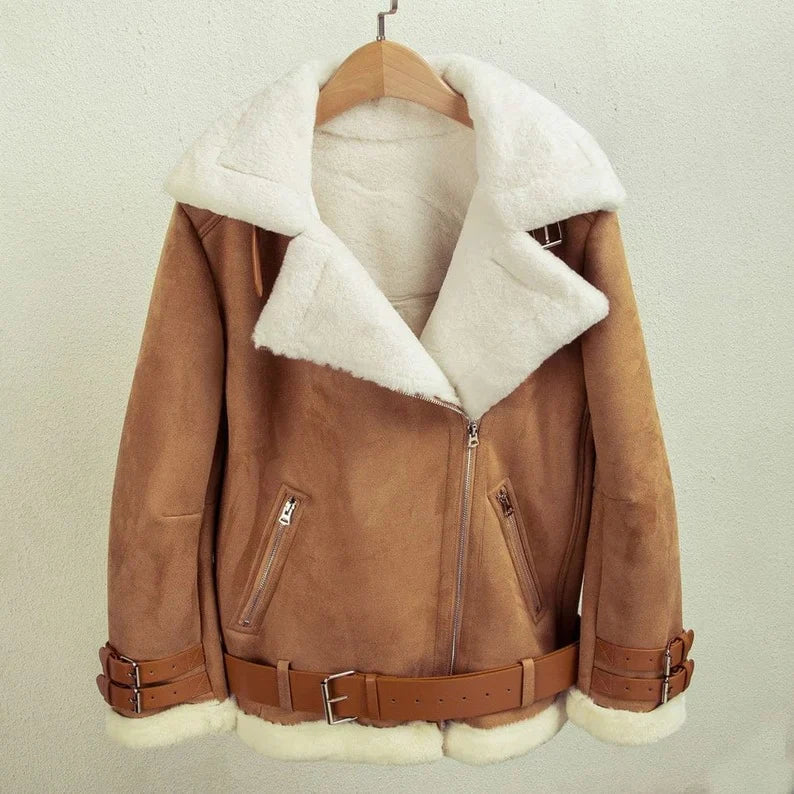Women’s B3 RAF Aviator Sherpa Fur Shearling Leather Jacket