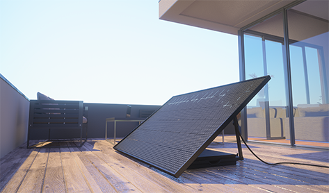 kit solaire bifacial sur une terrasse