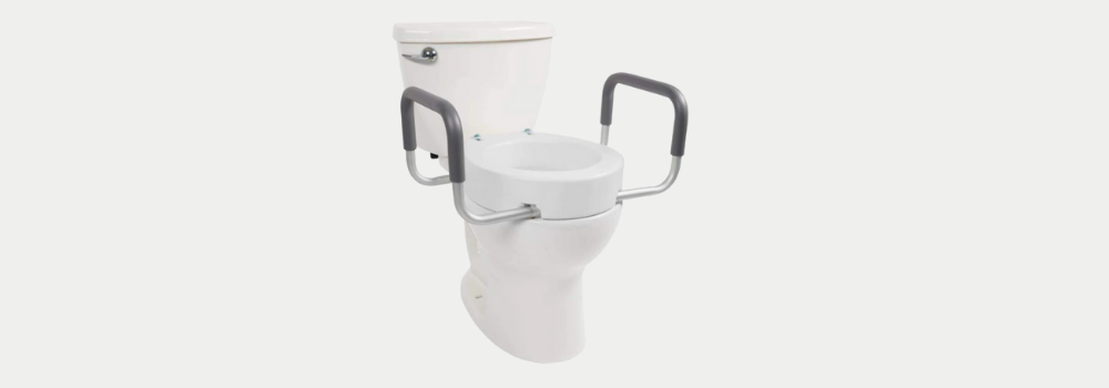 raised toilet seat with armrests