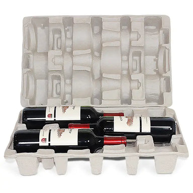 Six (6) Bottle Molded Pulp Wine Shippers