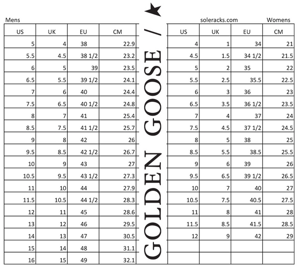 Golden Goose Shoe Size Chart | manminchurch.se