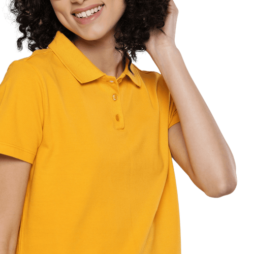 A yellow half sleeves plain t-shirt for women at the best online clothing store- The Forever Print.