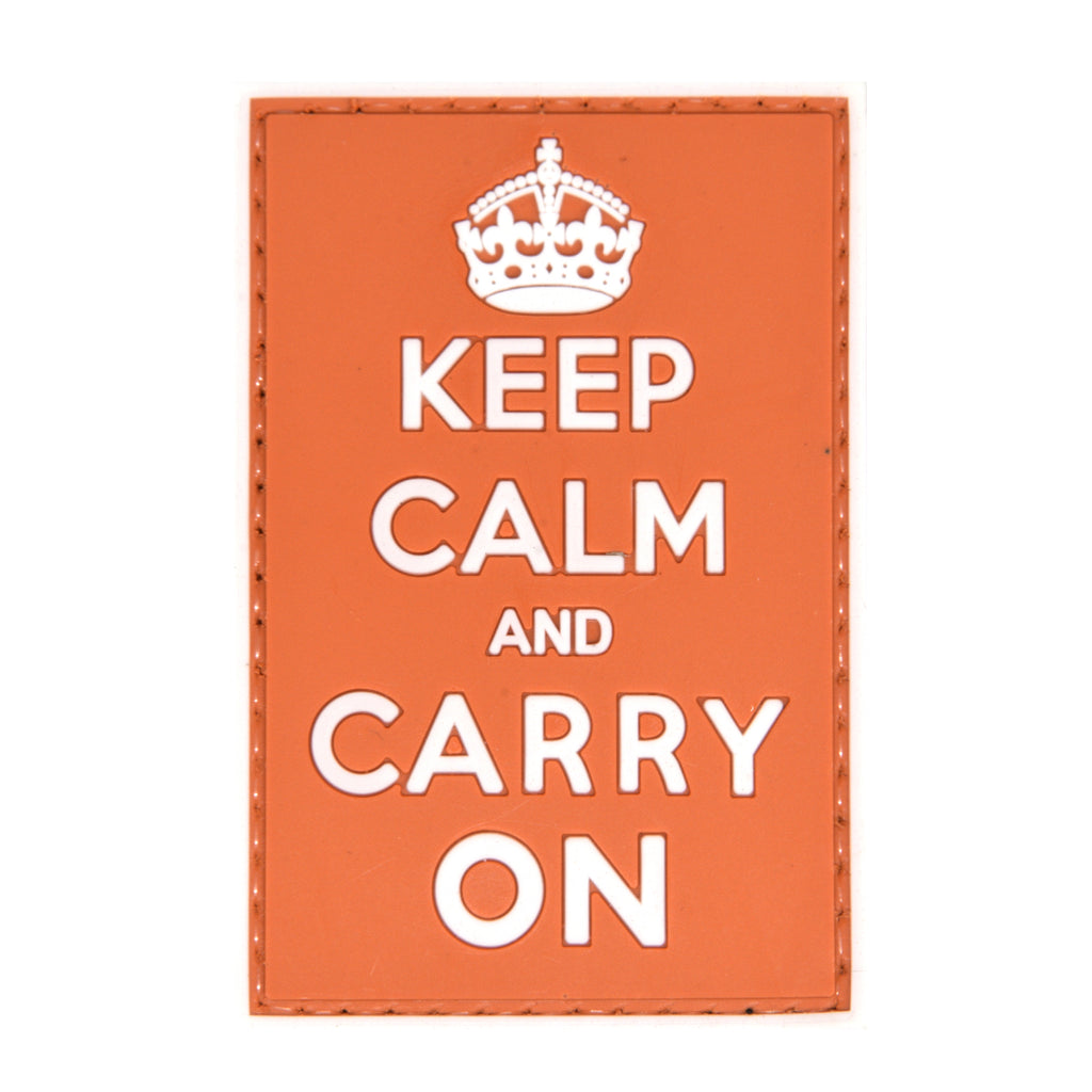 Keep Calm Carry On PVC Patch Orange/White
